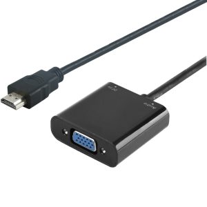 HDMI to VGA Male to Female Converter with 3.5MM and micro USB power,gold,1920 x 1080 60hz,black,0.15m - G166B