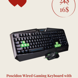 Poseidon Wired Gaming Keyboard with Mouse for Desktop Computer PC Laptop – W7D